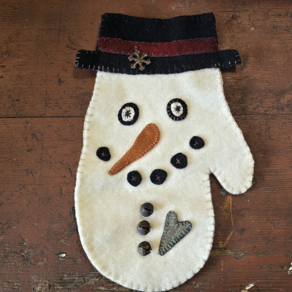 Primitive Christmas Flat Snowman Pocket - Perfect For Candy Canes, Greenery